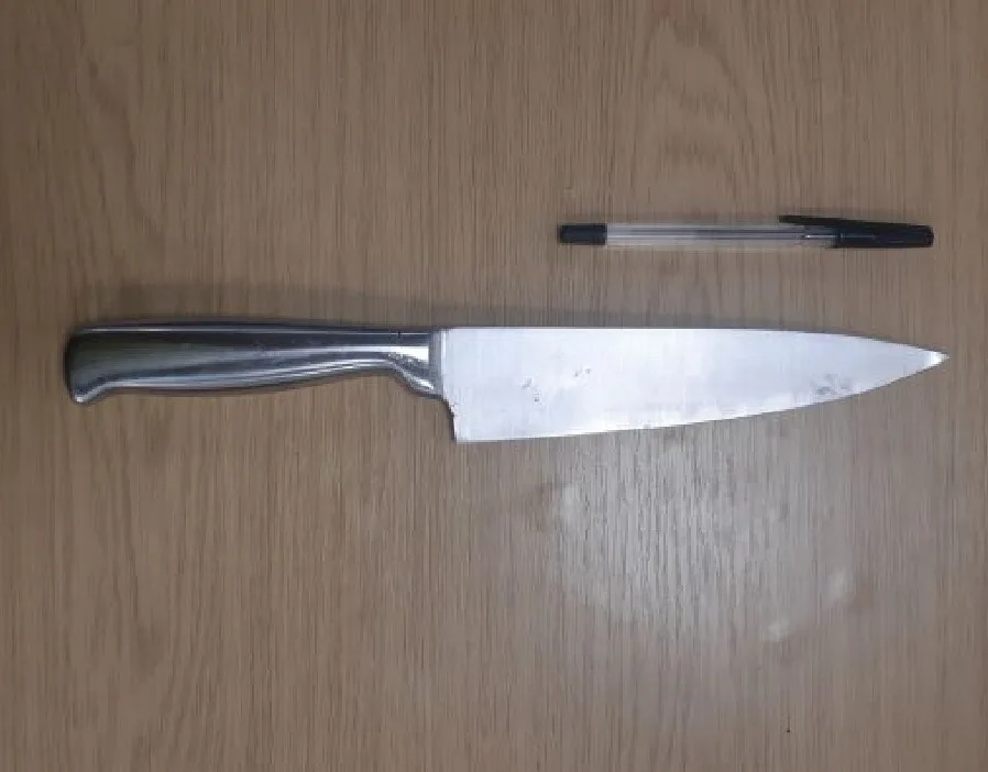 The knife that Tracey Armah pulled out and started to wave around before stabbing the counter of a Peterborough takeaway.