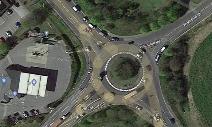 Aerial view of Ely roundabout GOOGLE